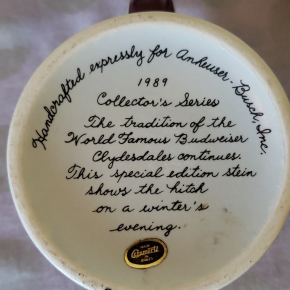 Budweiser Christmas Stein 1989 Collector's Series - Picture 4 of 6